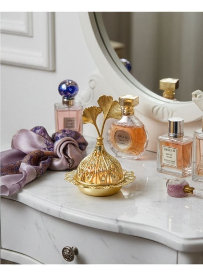 مبخرة بخور ذهبية بتصميم عربي فاخر – مبخرة معدنية مزخرفة من الحديد عالي الجودة مع غطاء قابل للإزالة – لتعطير الجو ونشر الروائح العطرية بالتساوي – قطعة ديكور فاخرة للمنازل والمناسبات – هدية مثالية للأصدقاء والعائلة - Image 5